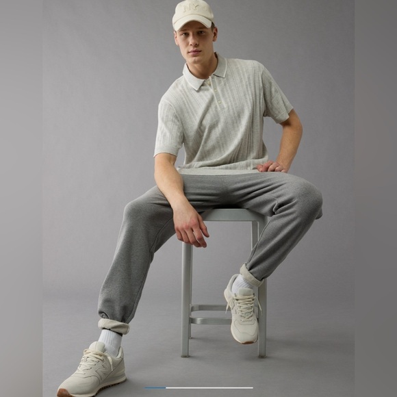 NWT AE WEEKEND TIPPED SWEATER POLO SHIRT - Picture 1 of 5